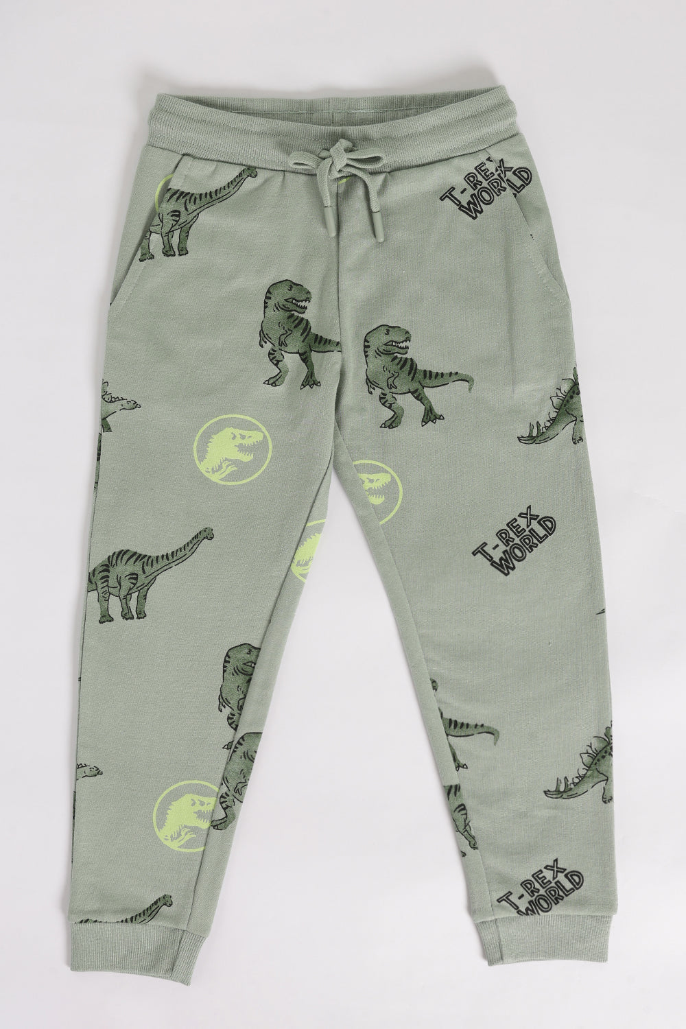 Green Dinosaur Printed Regular Fit Jogger With 2 Pocket