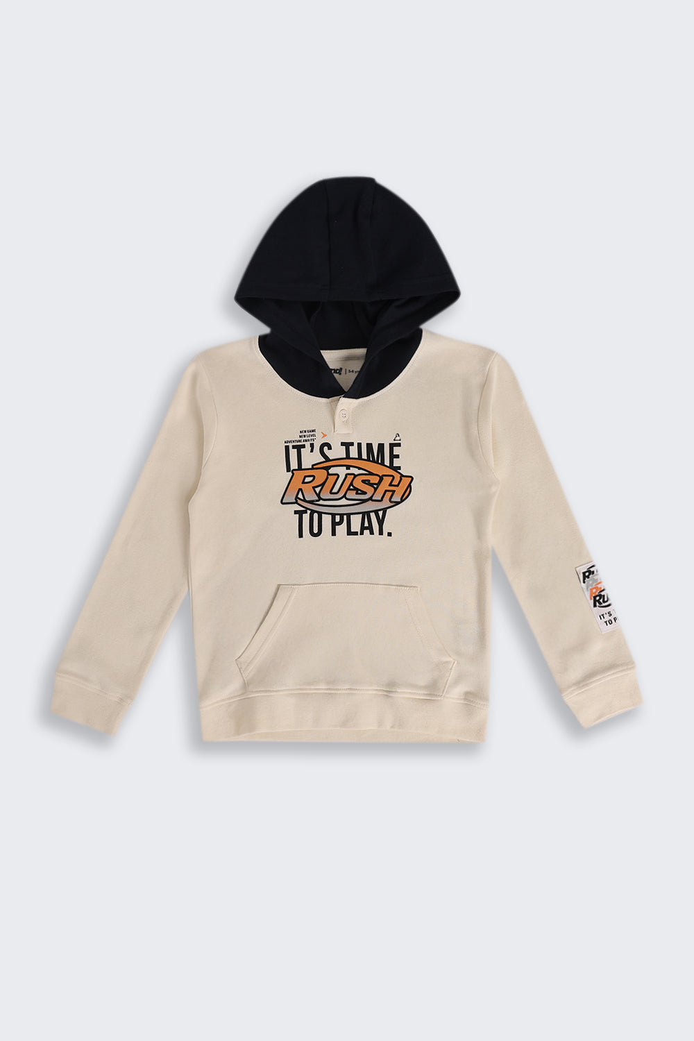 Boys Off White Graphic Regular Fit Hooded Sweatshirt