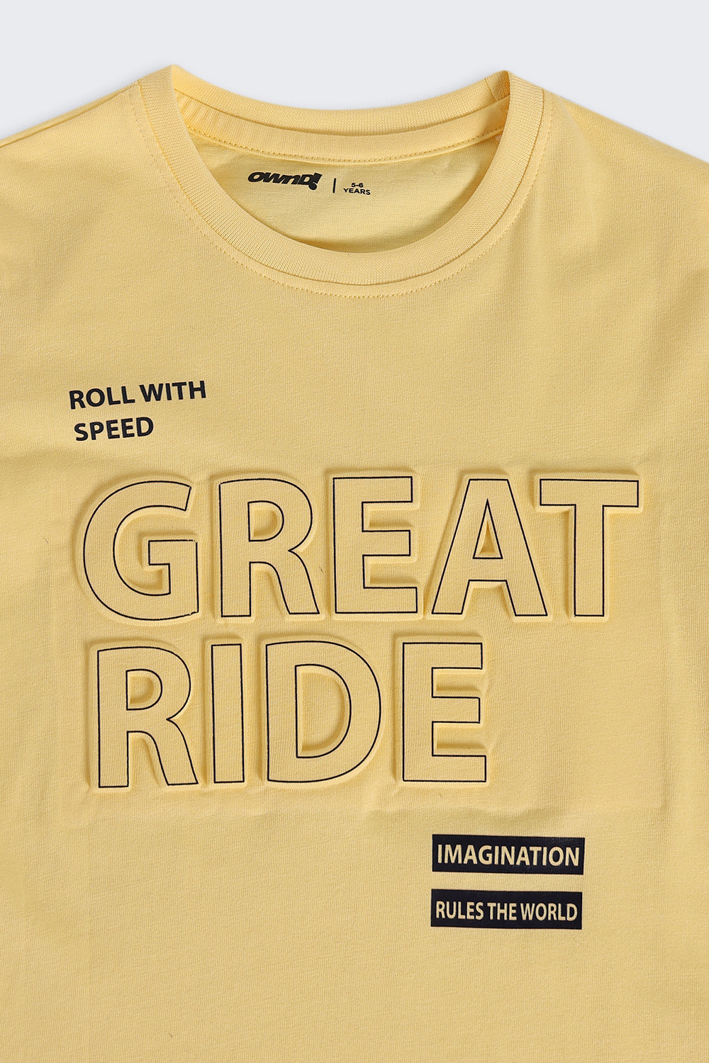 Boys Yellow Typographic Cotton Regular Fit T-Shirt