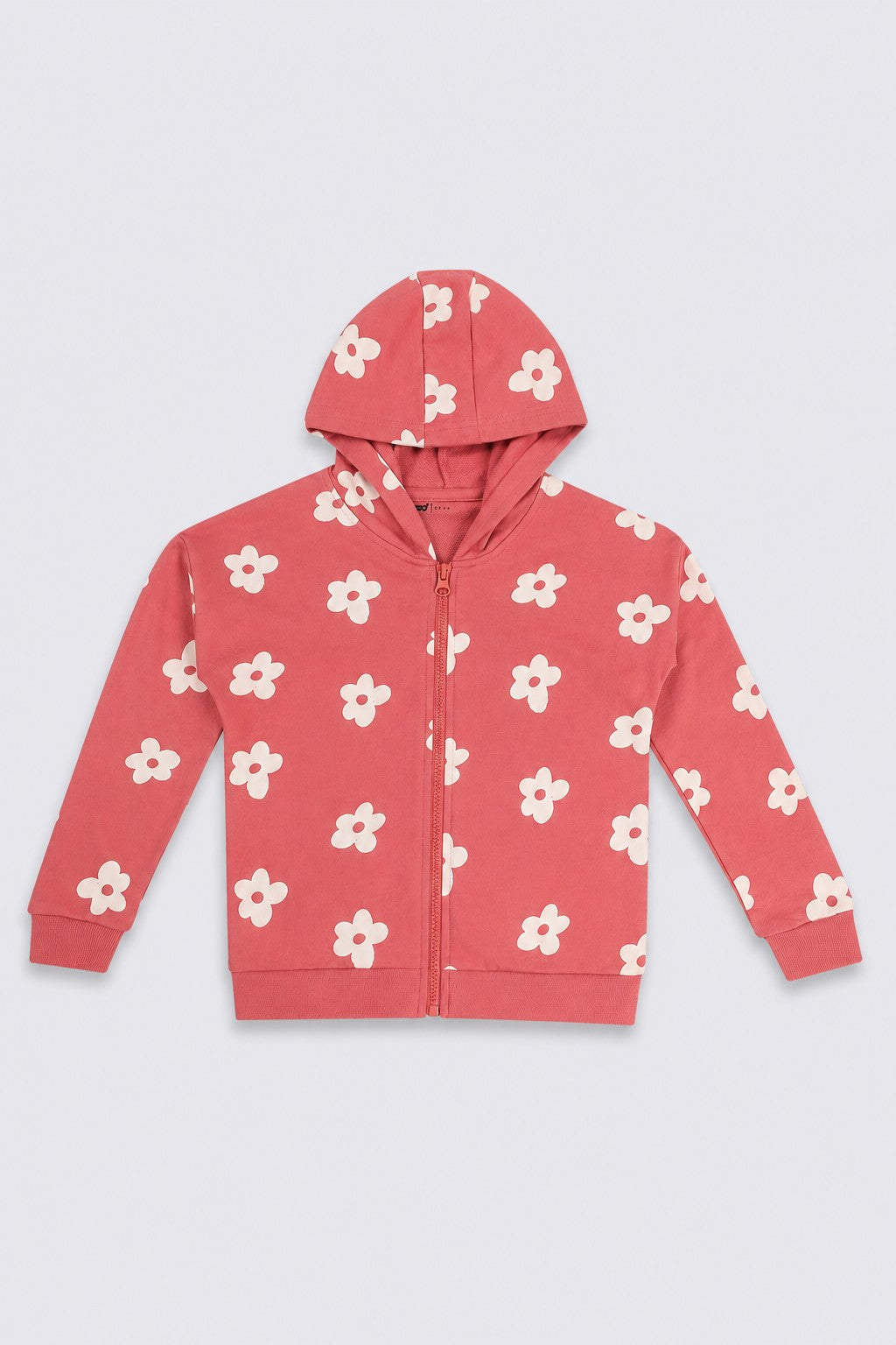 Girls Coral Floral Cotton Regular Fit Zipper Jacket