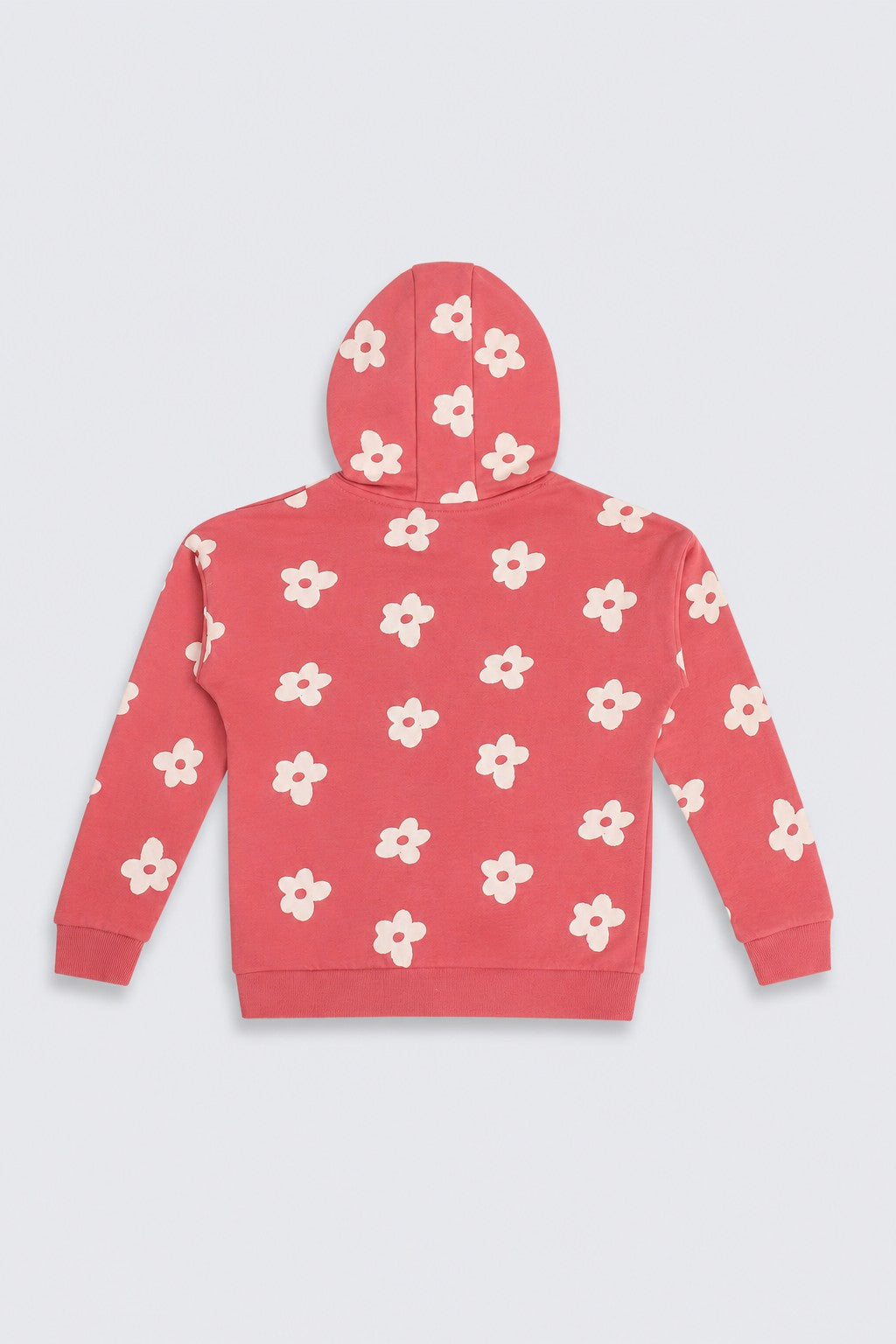 Girls Coral Floral Cotton Regular Fit Zipper Jacket