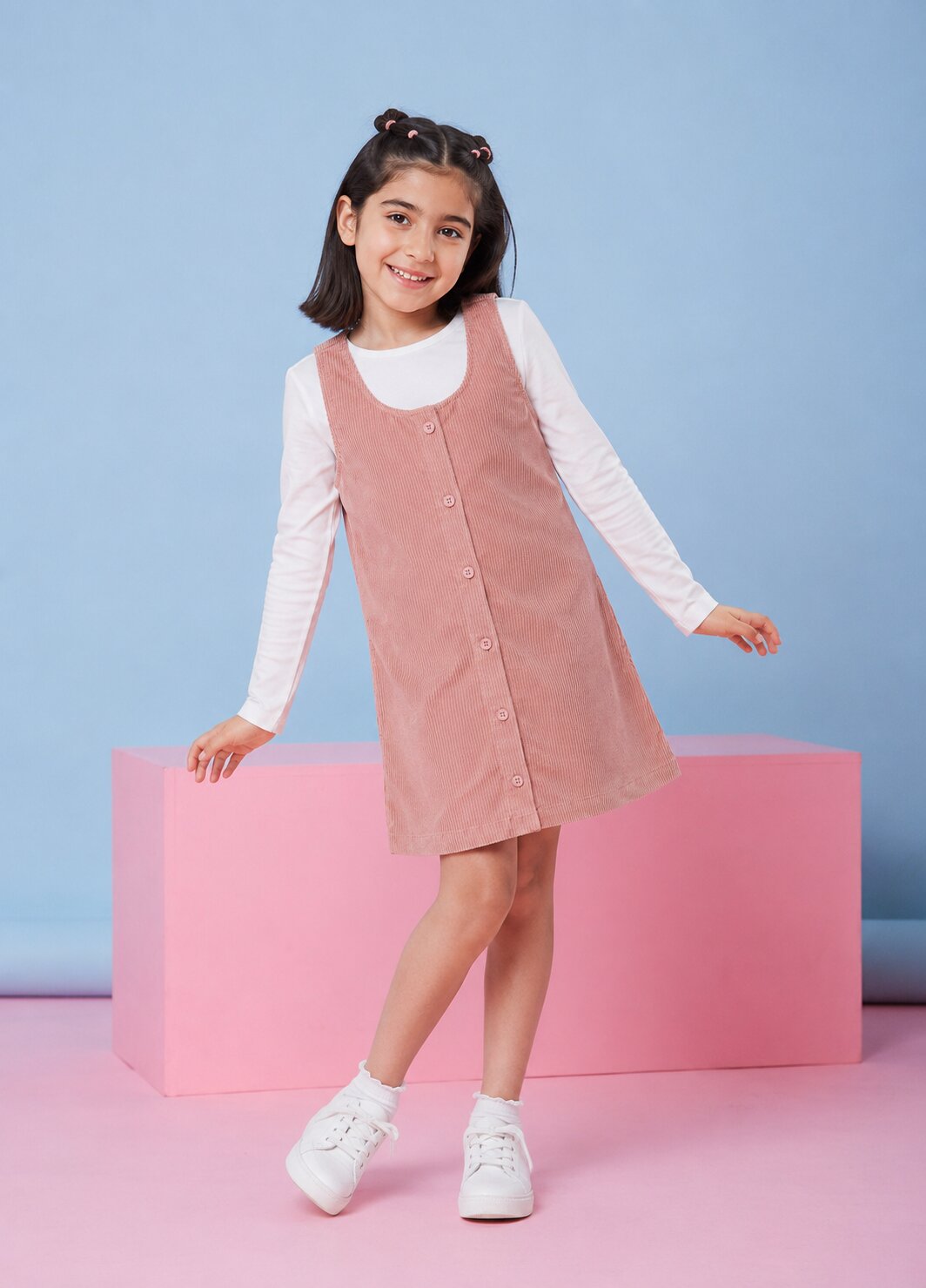 Tweens Girls Pink Wear Regular Fit Dungaree With T-Shirt
