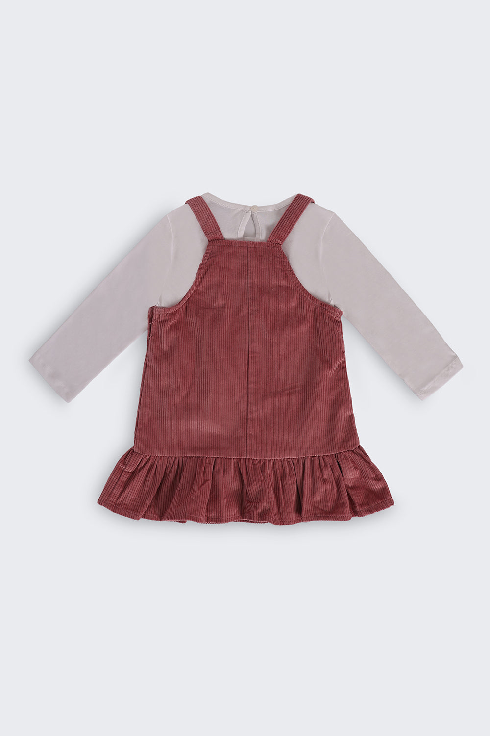 Pink Textured Regular Fit Dungaree and T-Shirt For Infant Girls