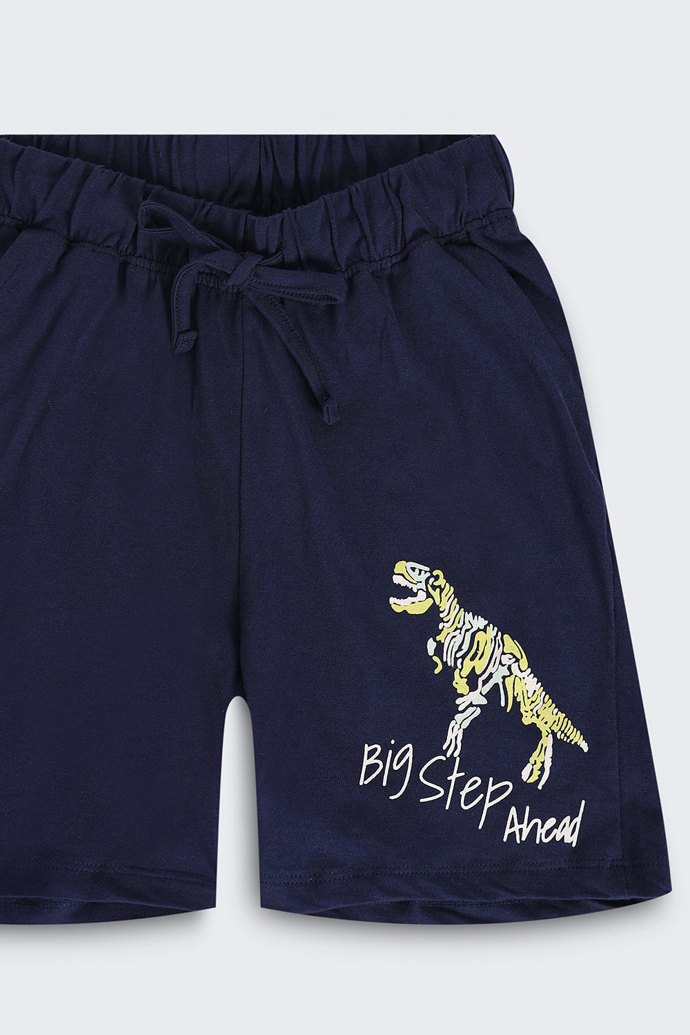 Navy Dinosaur Print Regular Fit Shorts With 2 Pocket For Boys