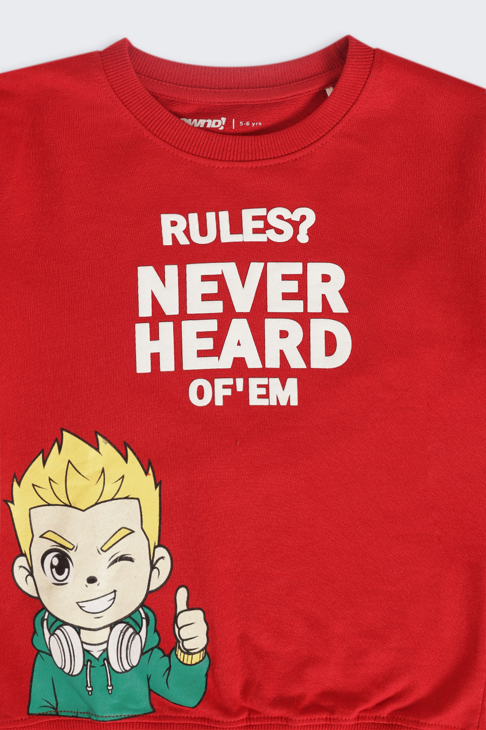 Red Graphic Regular Fit Sweatshirt For Boys