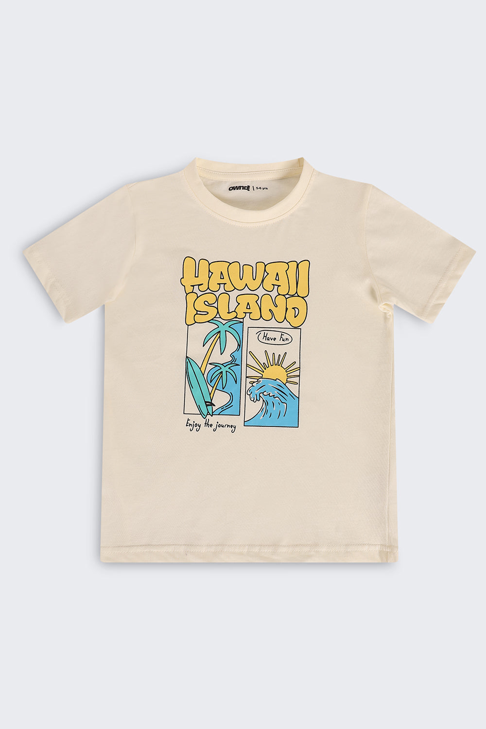 Beige Cotton Regular Fit T-Shirt For Boys