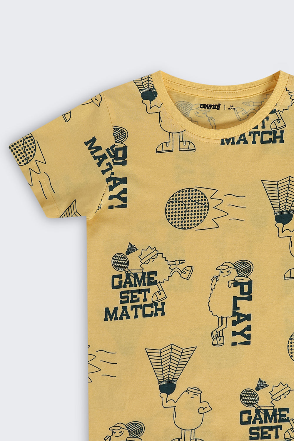 Yellow Cartoon Regular Fit T-Shirt For Boys