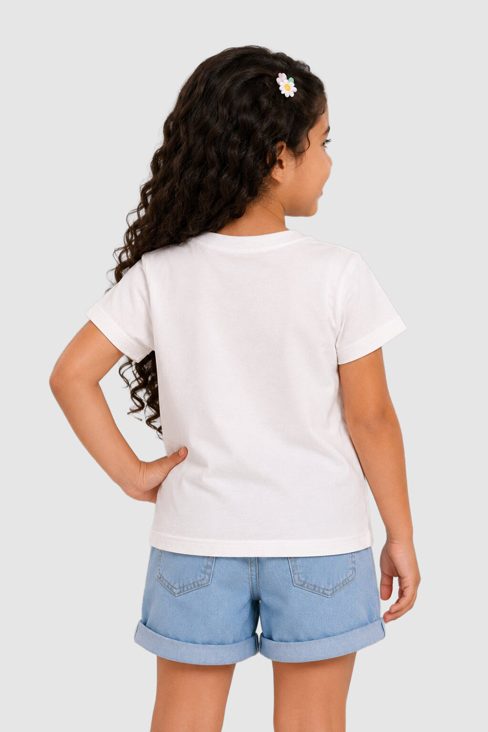 White Graphic Regular Fit T-Shirt For Girls
