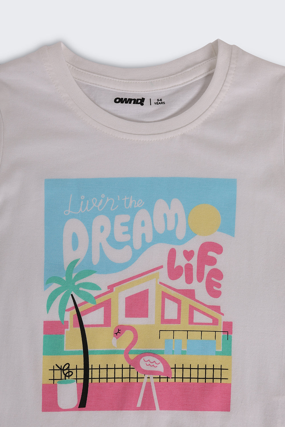White Graphic Regular Fit T-Shirt For Girls