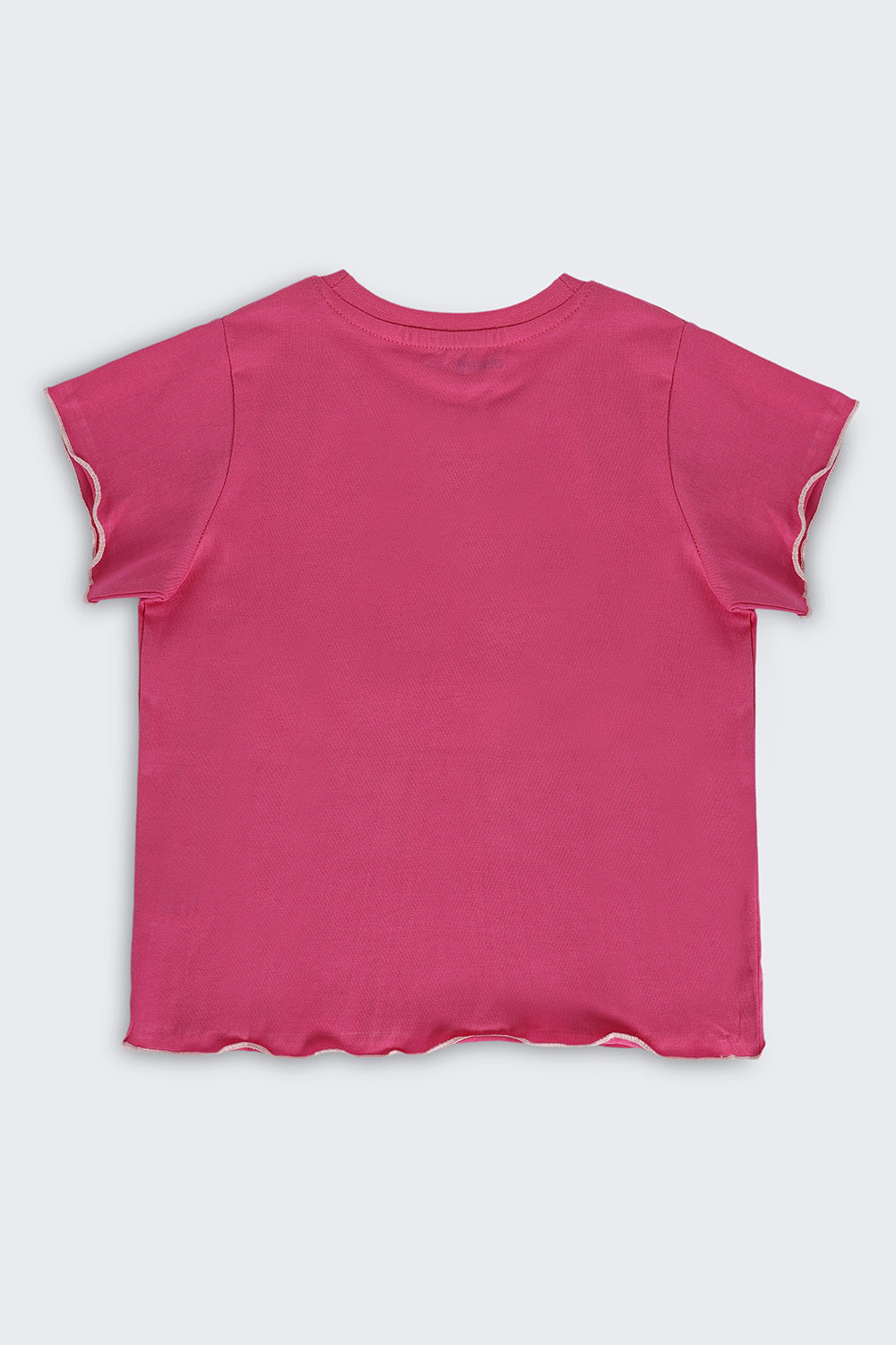 Pink Flutter Sleeves Regular Fit T-Shirt For Girls