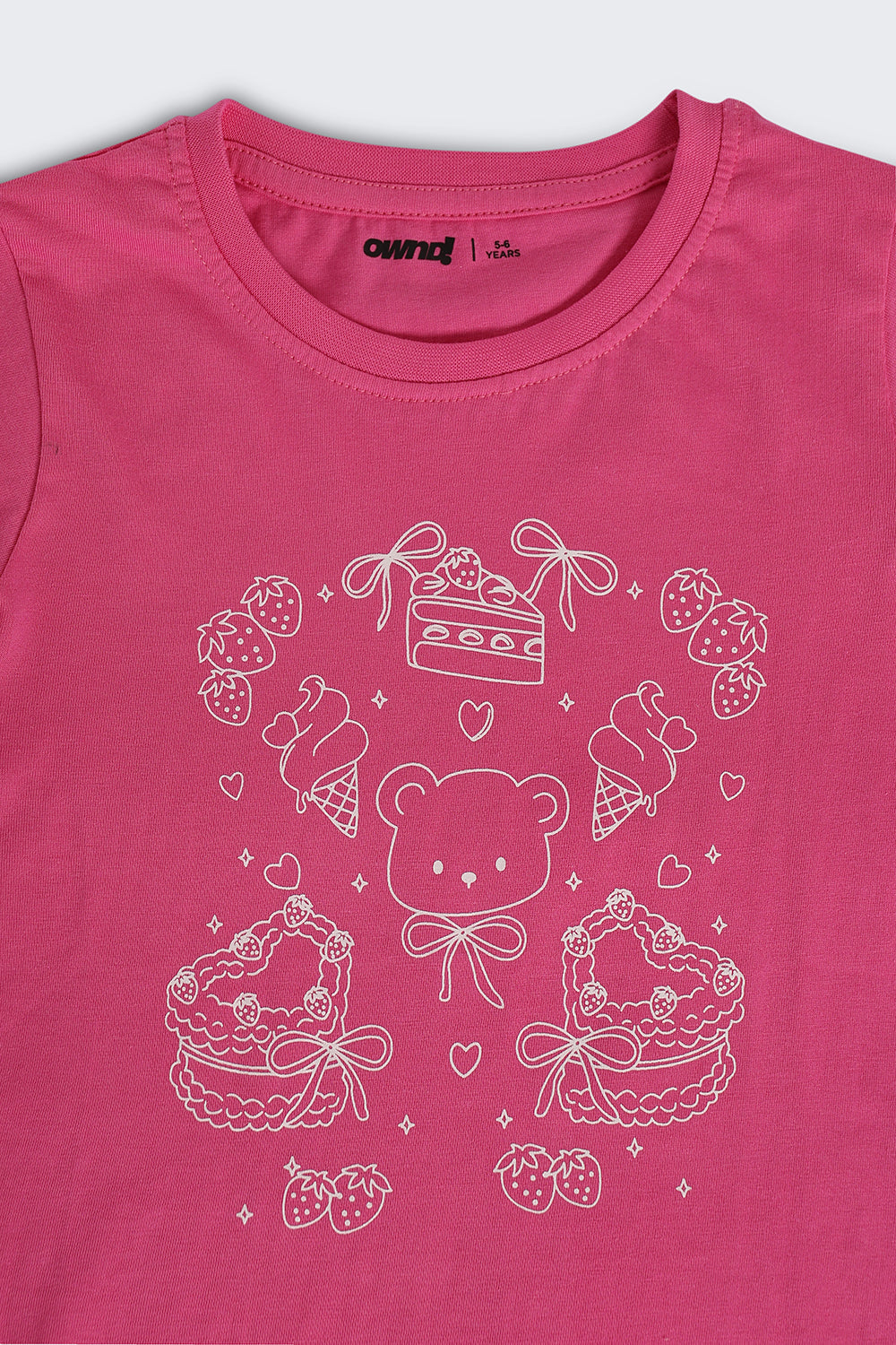 Pink Flutter Sleeves Regular Fit T-Shirt For Girls