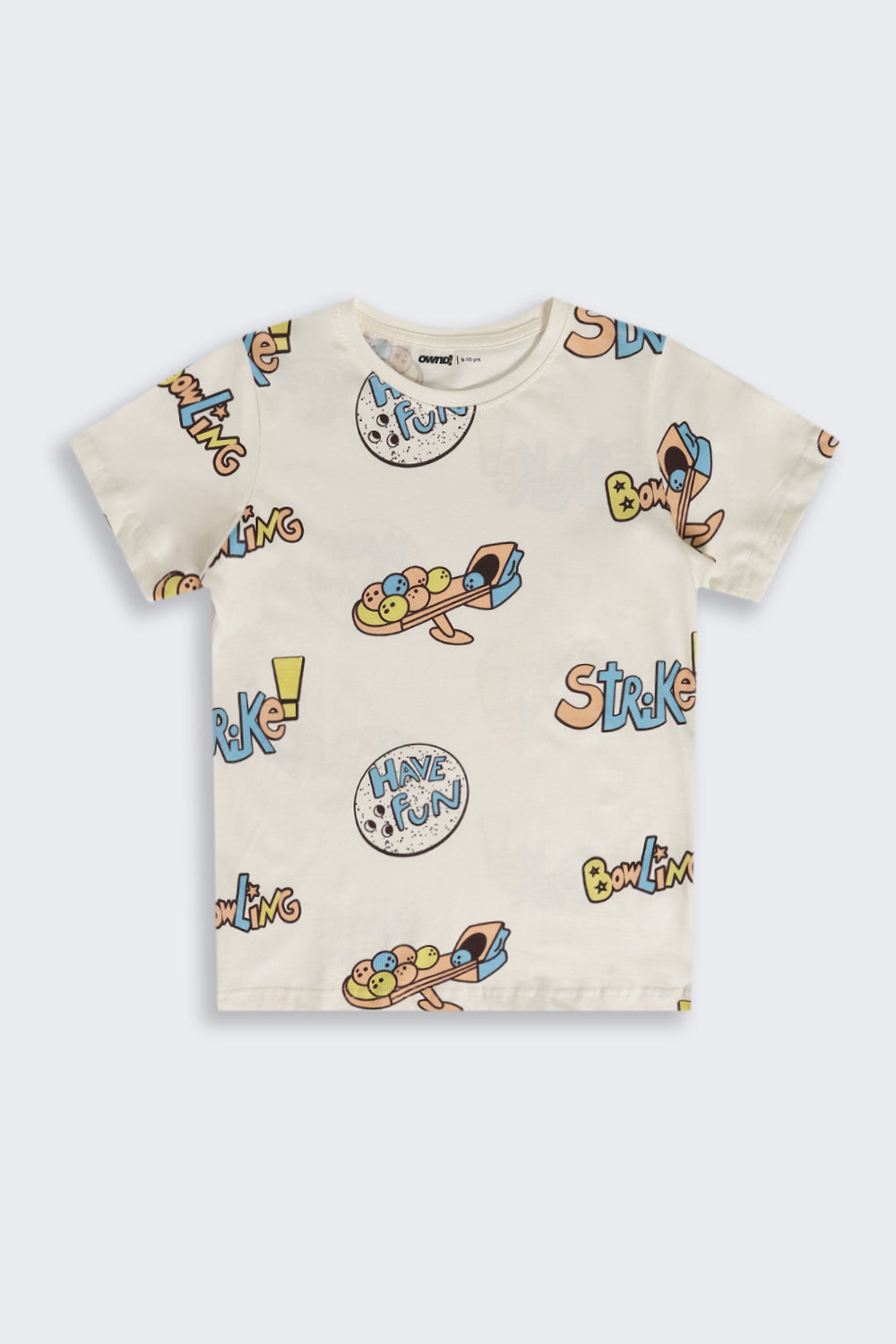 Off White Graphic Regular Fit T-Shirt For Tweens Boys