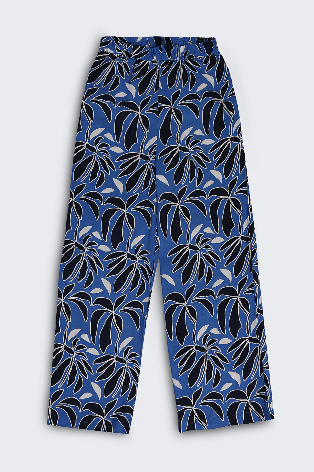 Blue Leaf Print Wide Leg Fit Co Ord Set For Tweens Girls