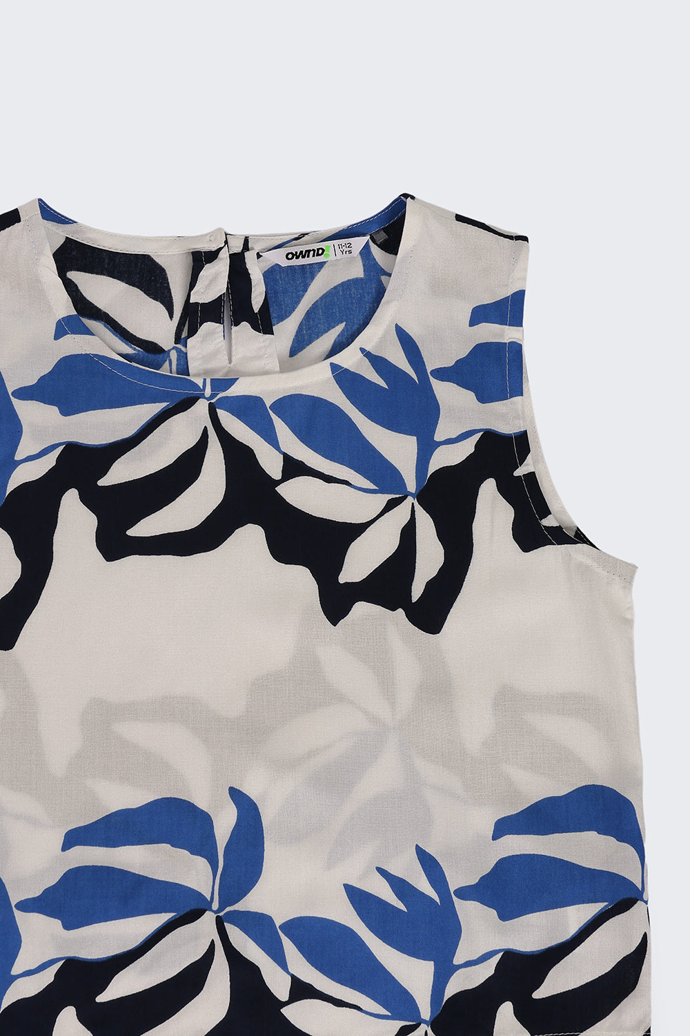 Blue Leaf Print Wide Leg Fit Co Ord Set For Tweens Girls