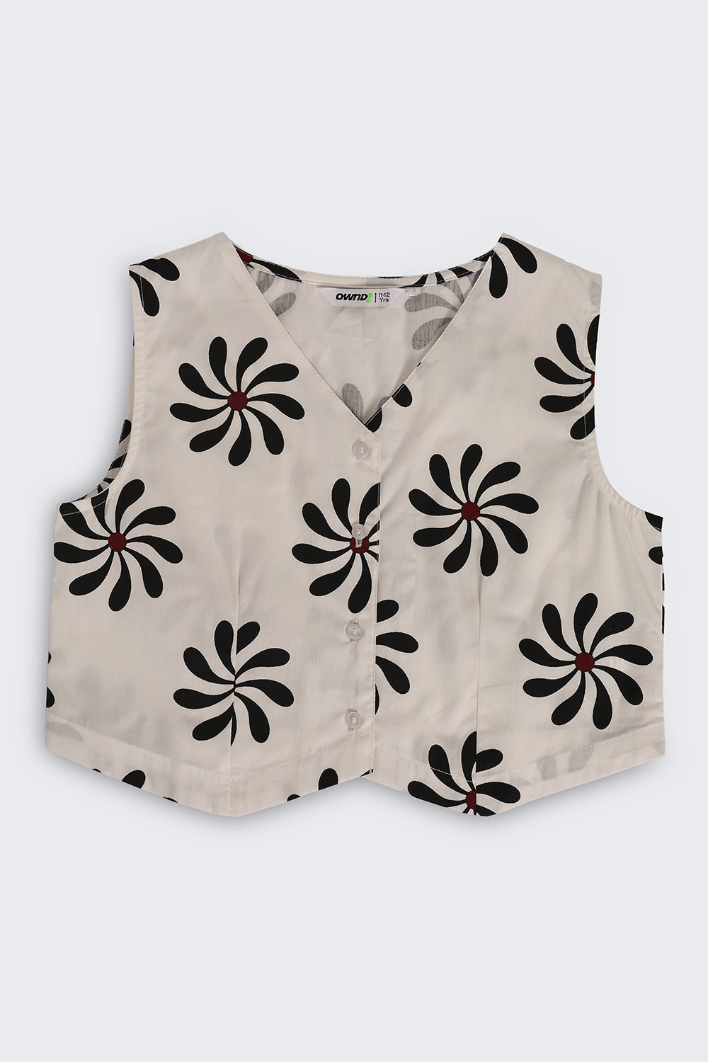 Off White Floral Regular Fit Co Ord Set For Tweens Girls