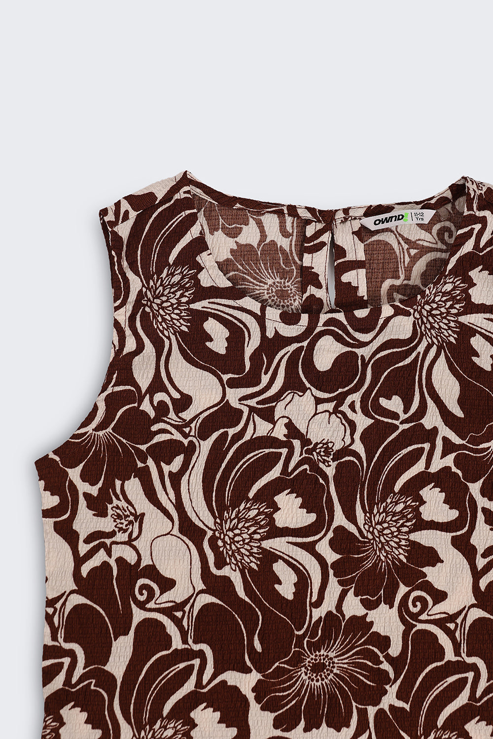 Brown Botanical Regular Fit Co Ord Set For Tweens Girls