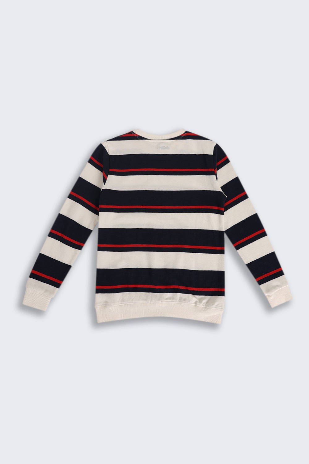 Boys Regular Fit Cream Striped Sweatshirt