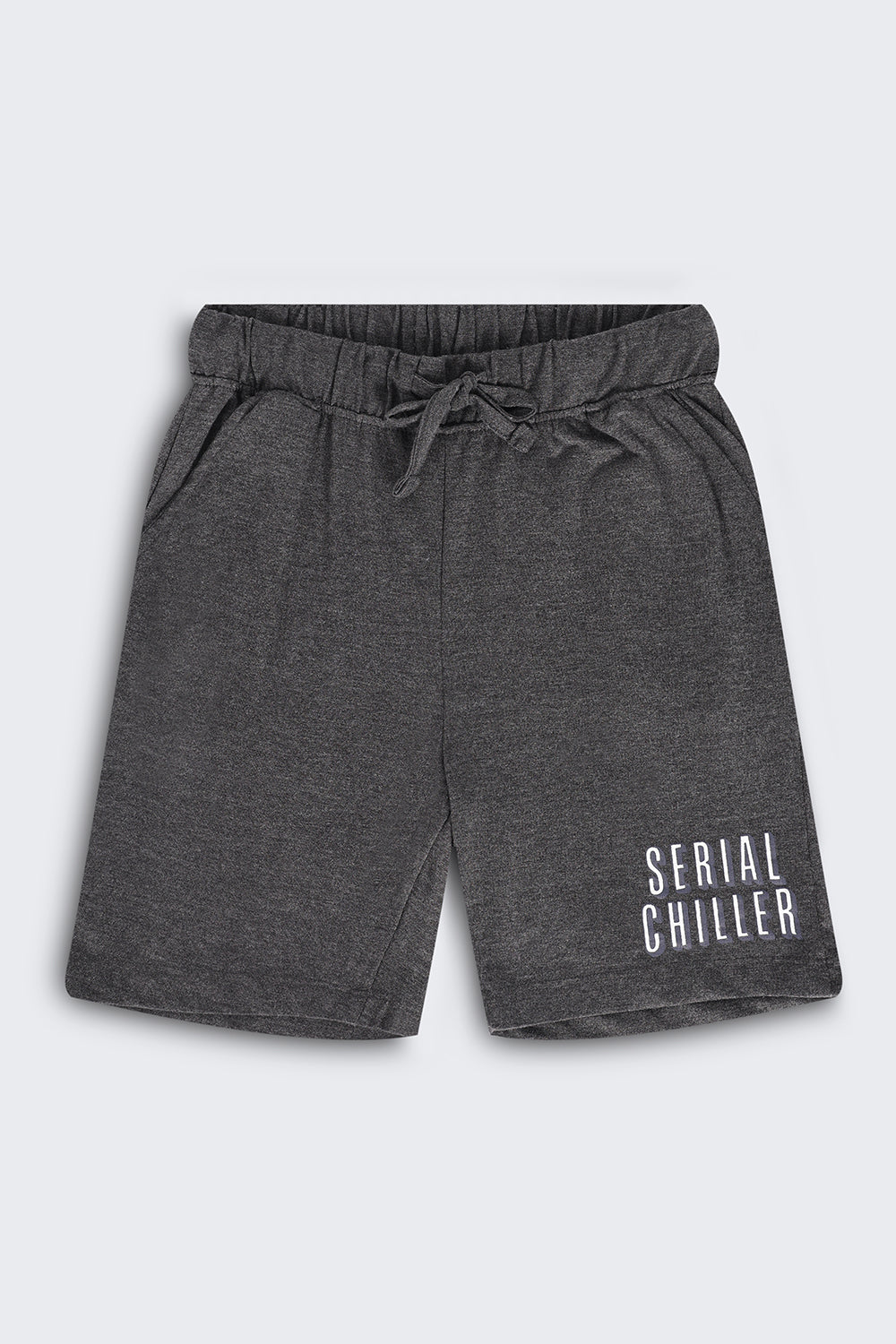 Tweens Boys Regular Fit Grey Placement Design Shorts