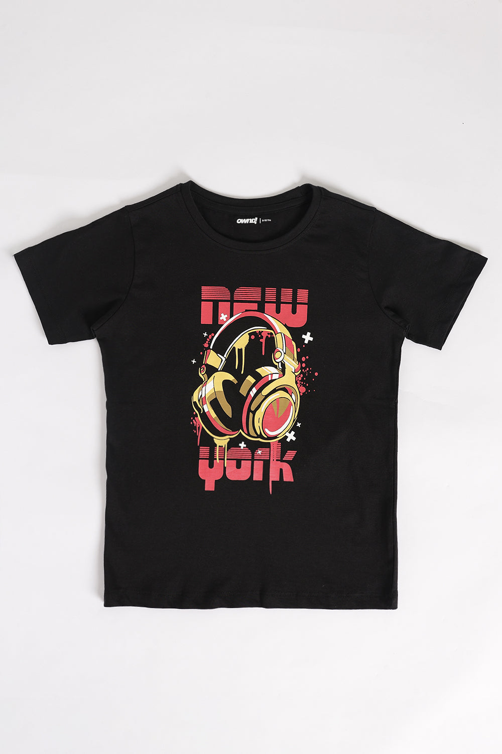 Tweens Boys Regular Fit Black T-Shirt