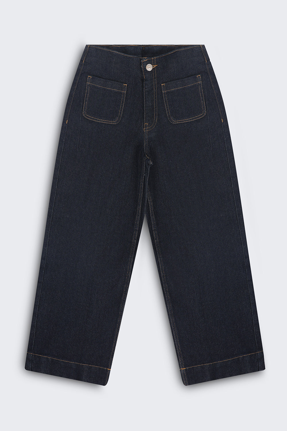 Tweens Girls Wide Leg Fit Navy Solid Jeans