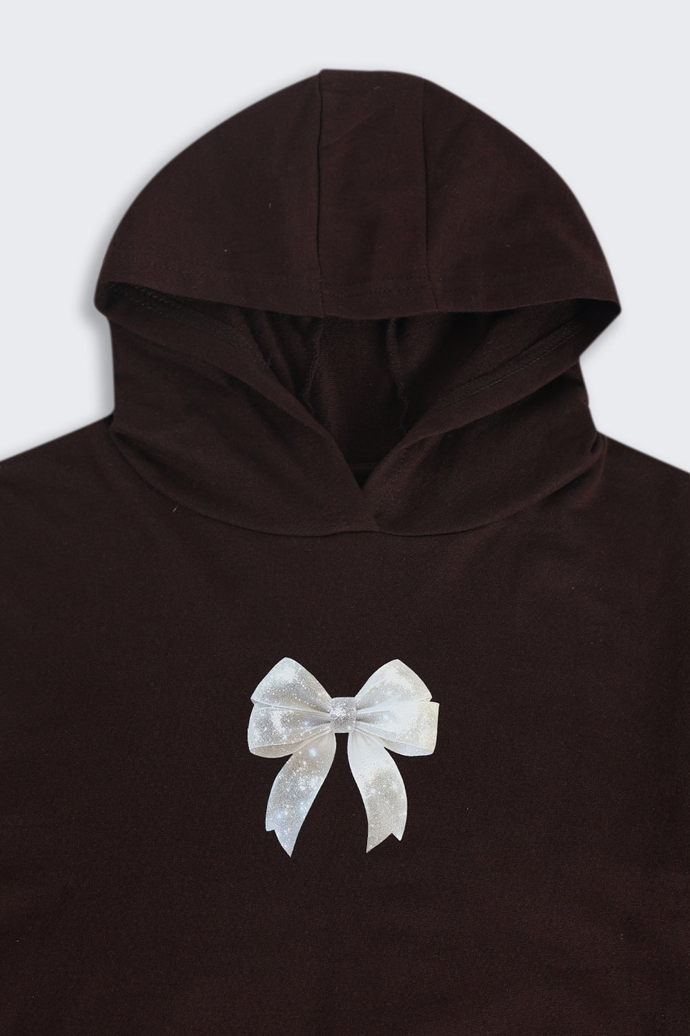 Tweens Girls Brown Placement Design Hooded Sweatshirt