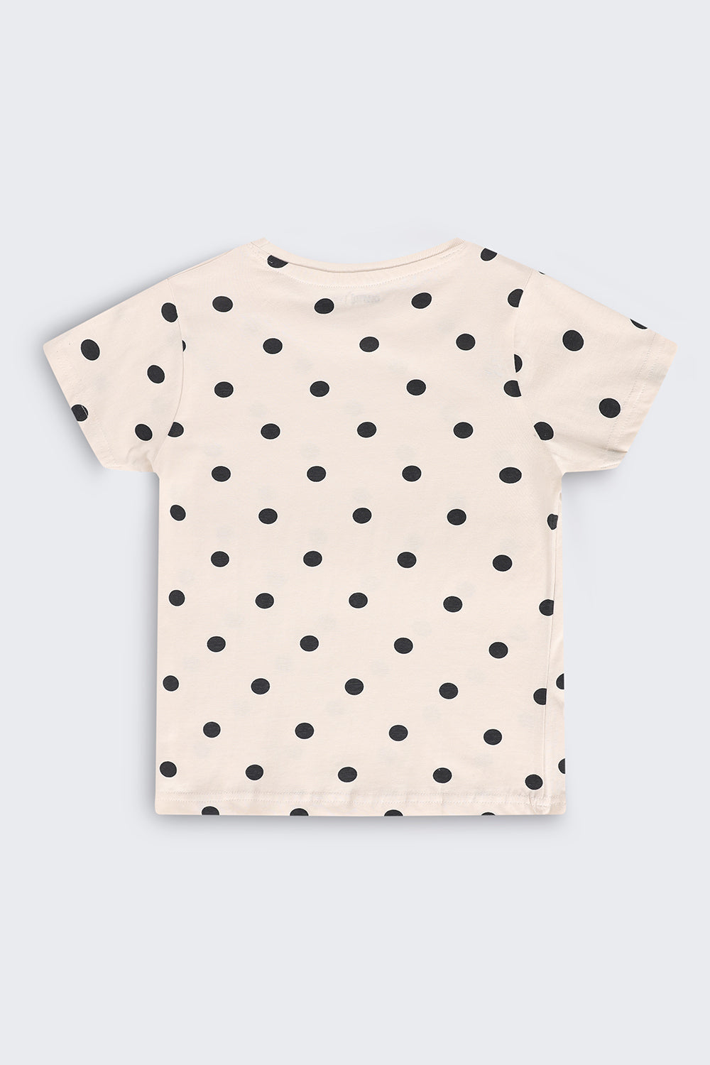 Tweens Girls Regular Fit Off White Polka Dot T-Shirt