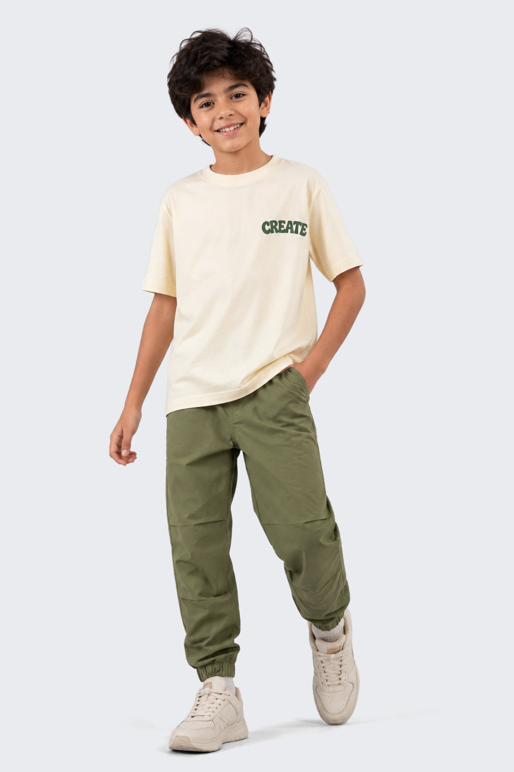 Tweens Boys Olive Solid Joggers