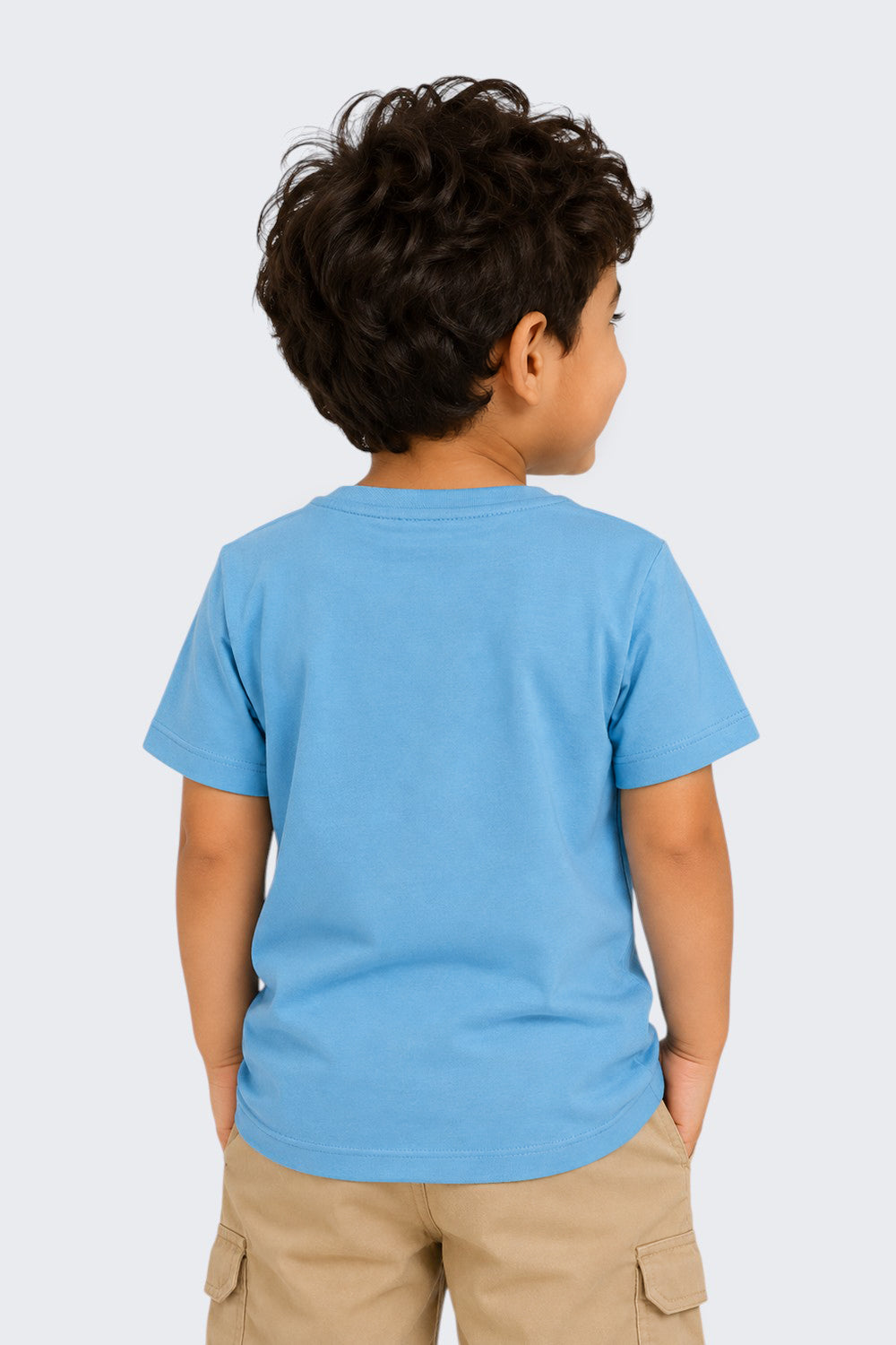 Boys Regular Fit Light Blue Tropical Beach Graphic T-Shirt