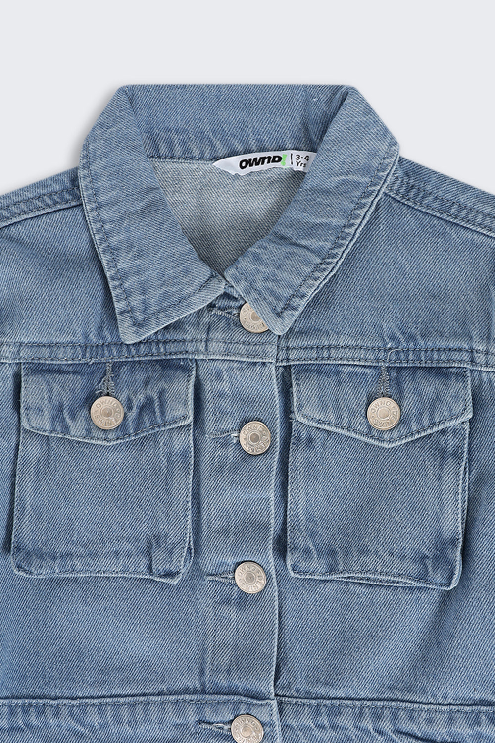 Girls Boxy Fit Blue Solid Denim Jacket