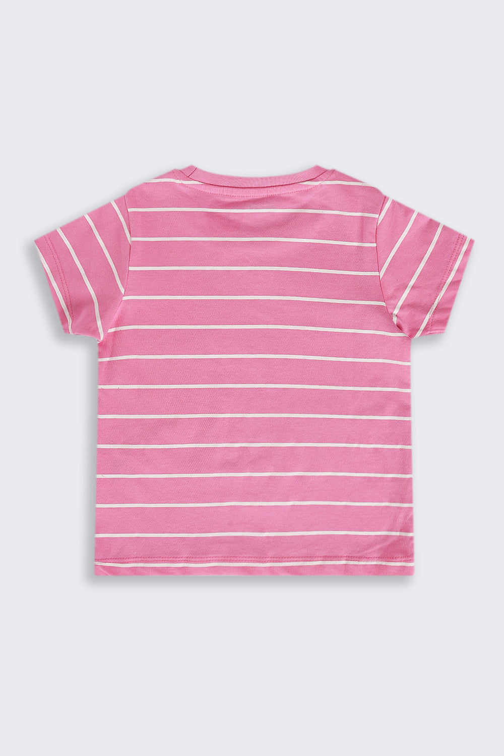Girls Regular Fit Pink Striped T-Shirt