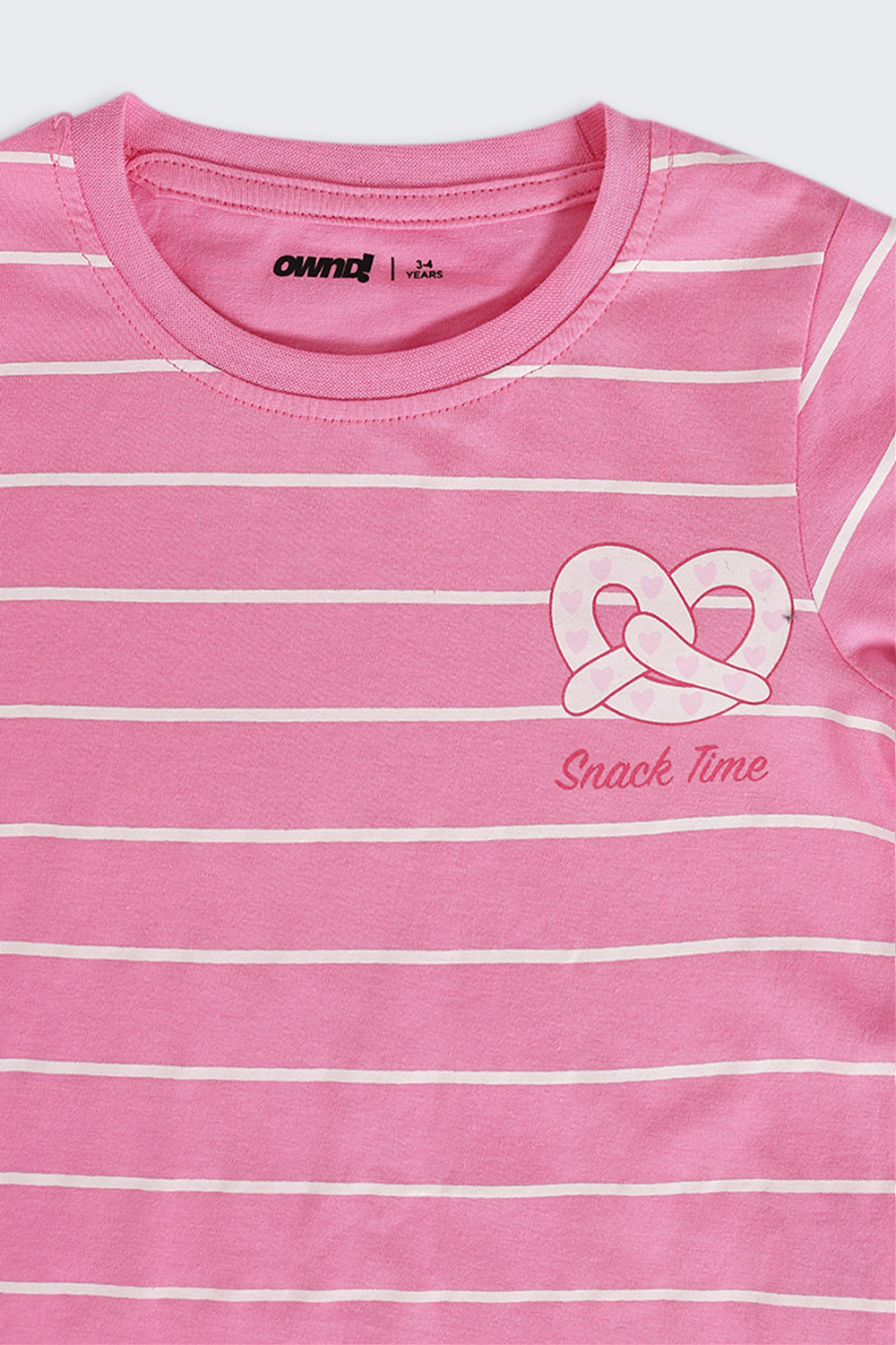 Girls Regular Fit Pink Striped T-Shirt