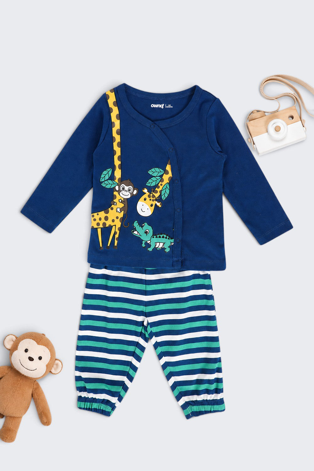 Infant Boys Regular Fit Navy Jungle Theme Graphic Co-ord Set