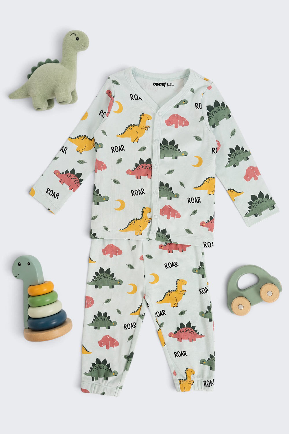 Infant Boys Regular Fit Green Dinosaur Graphic Co-ord Set