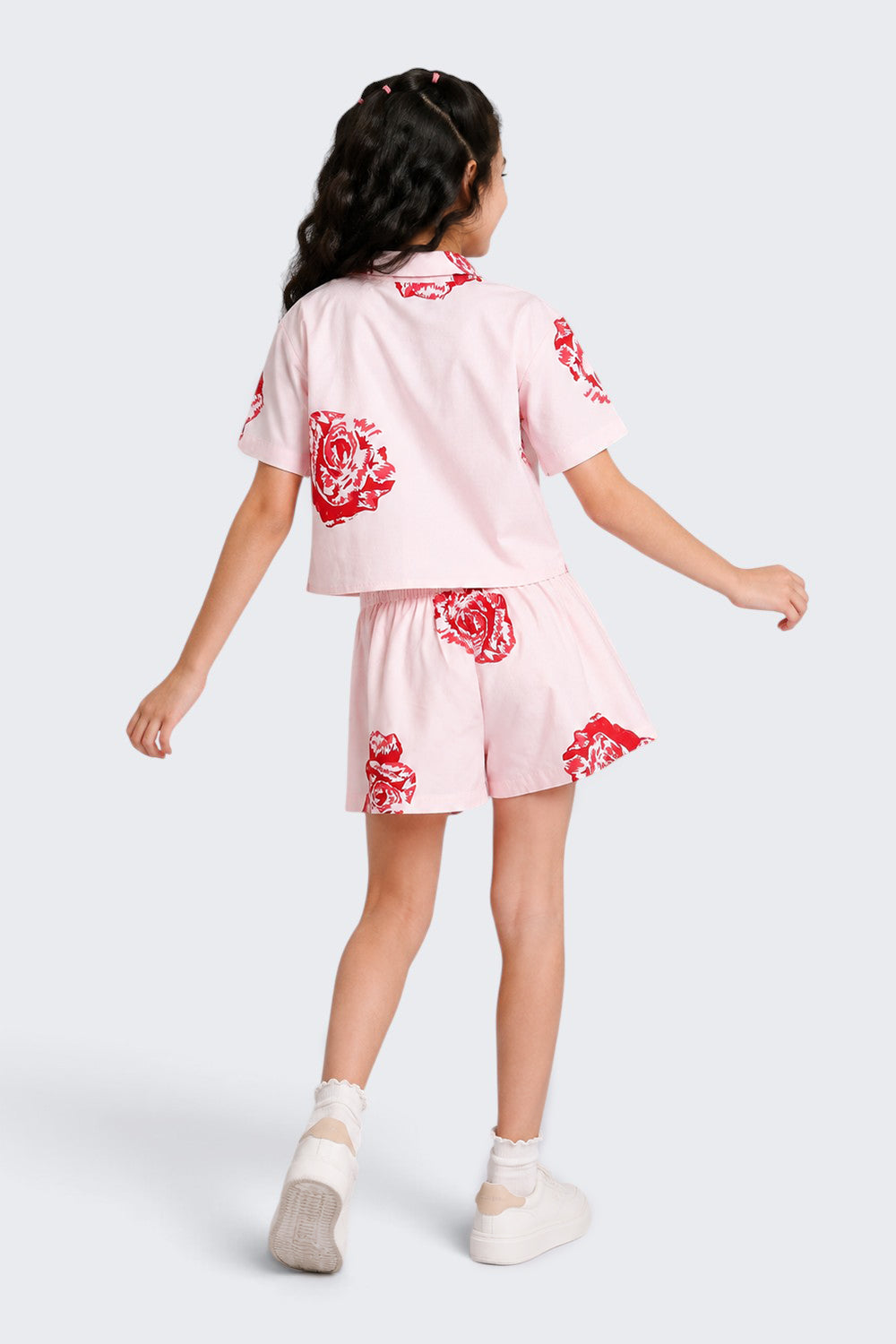 Tweens Girls Boxy Fit Pink Botanical Co-ord Set