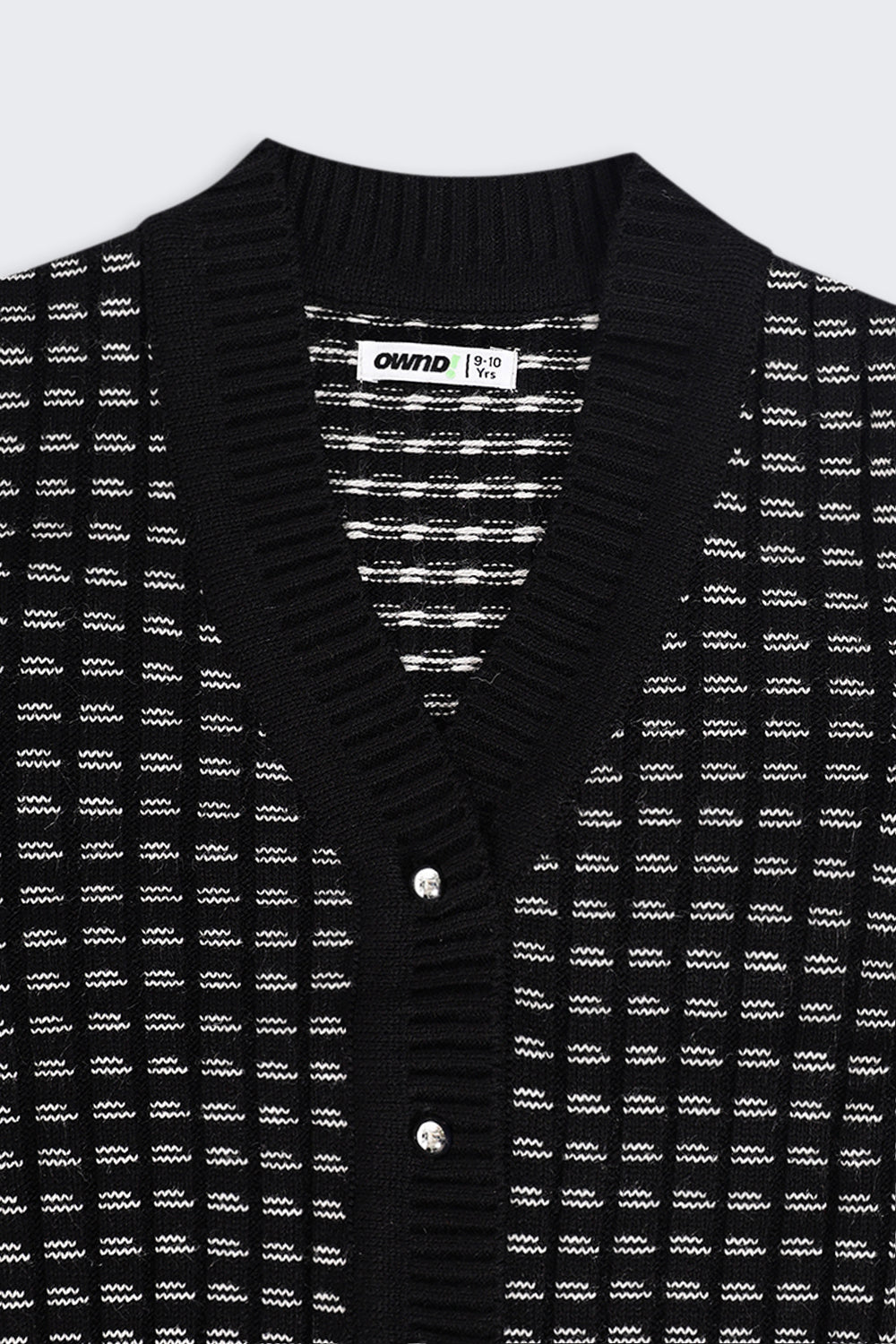 Tweens Girls Regular Fit Black Self Design Sweater