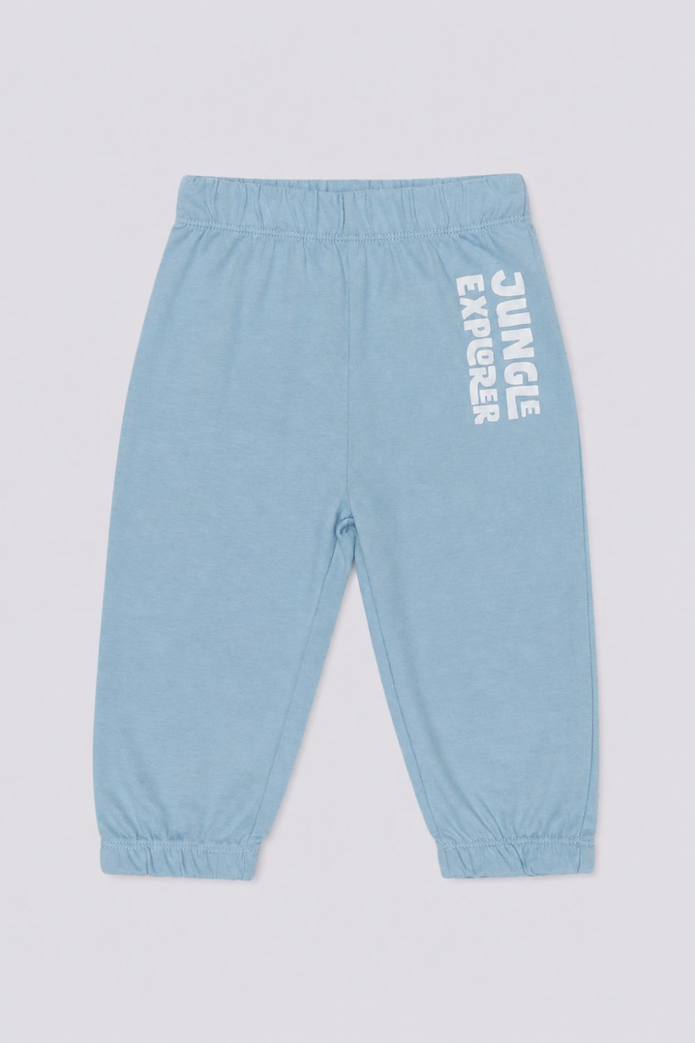 Infant Boys Blue and White Vehicle Printed Joggers - Pack of 2