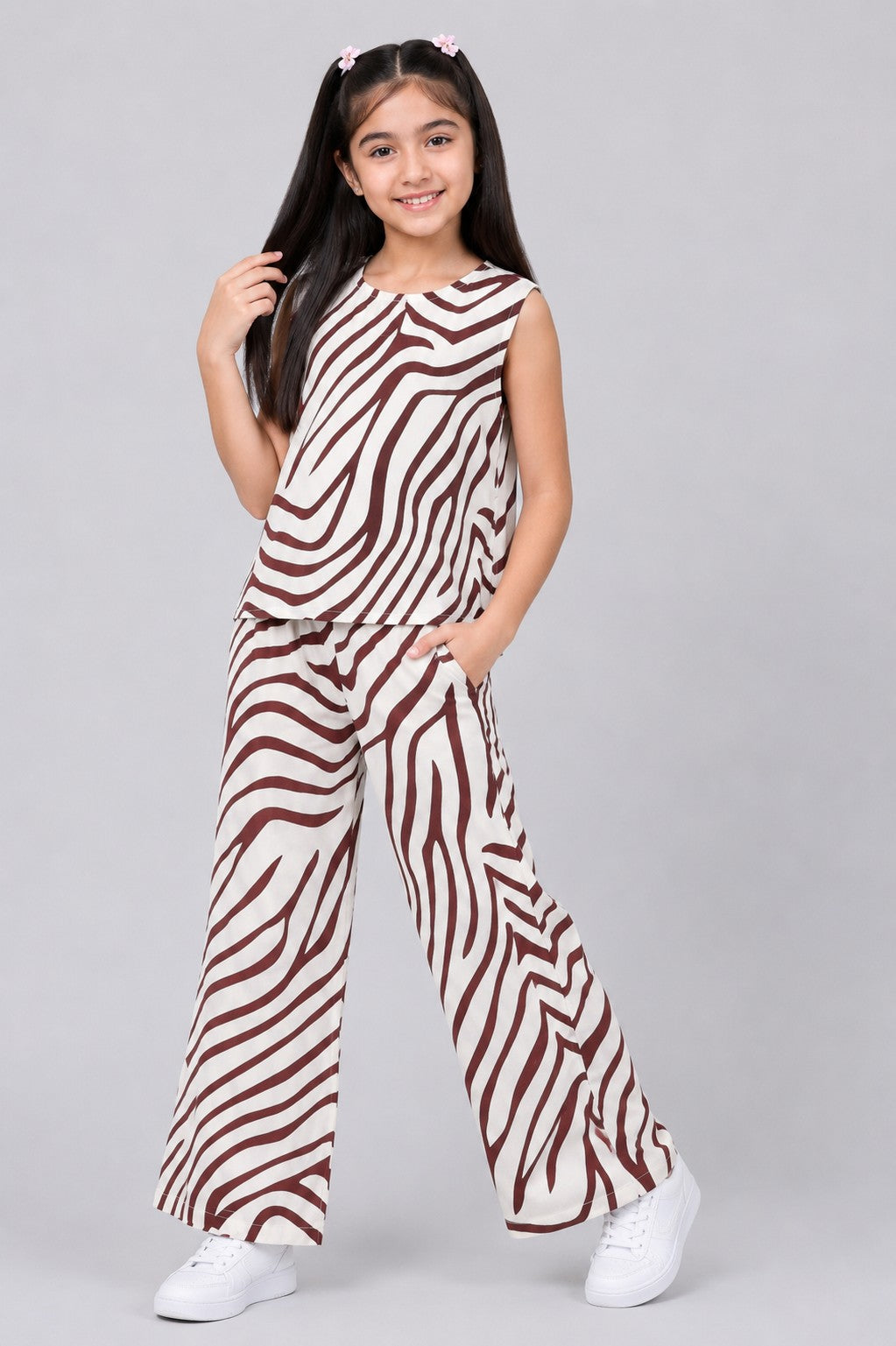 Tweens Girls Brown Zebra Print Co-Ord Set