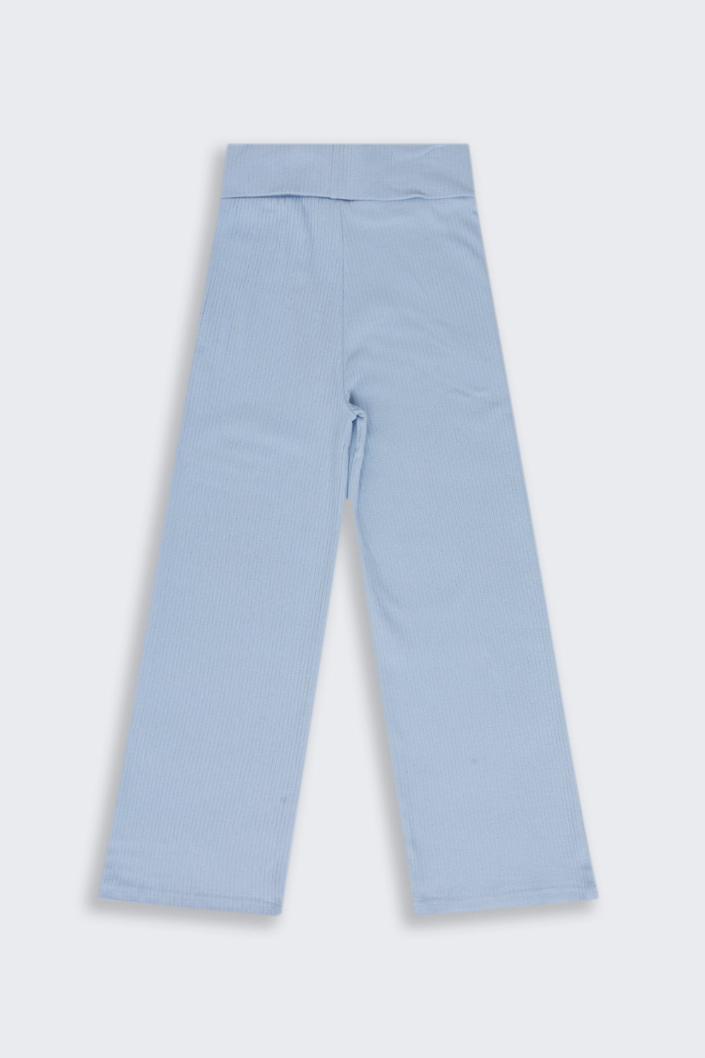 Tweens Girls Light Blue Ribbed Wide Leg Jogger