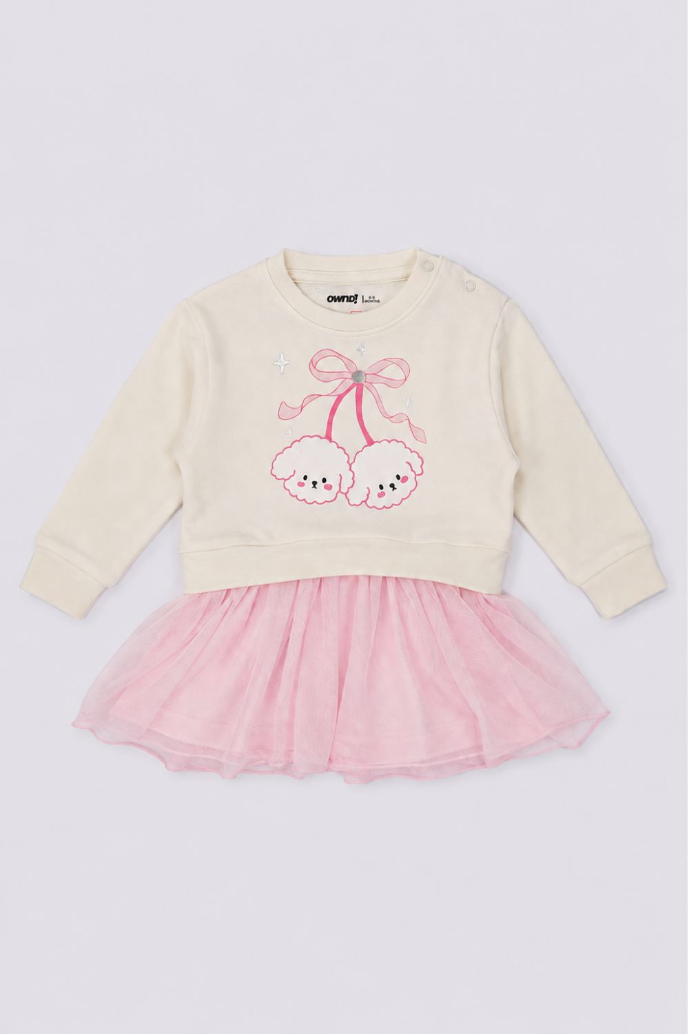 Infant Girls Off White Bunny Print Tulle Dress