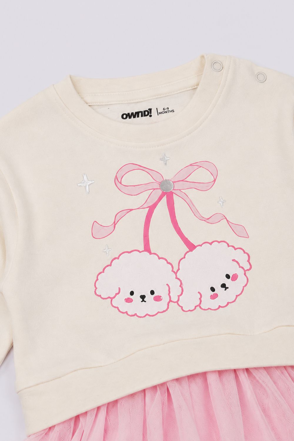 Infant Girls Off White Bunny Print Tulle Dress