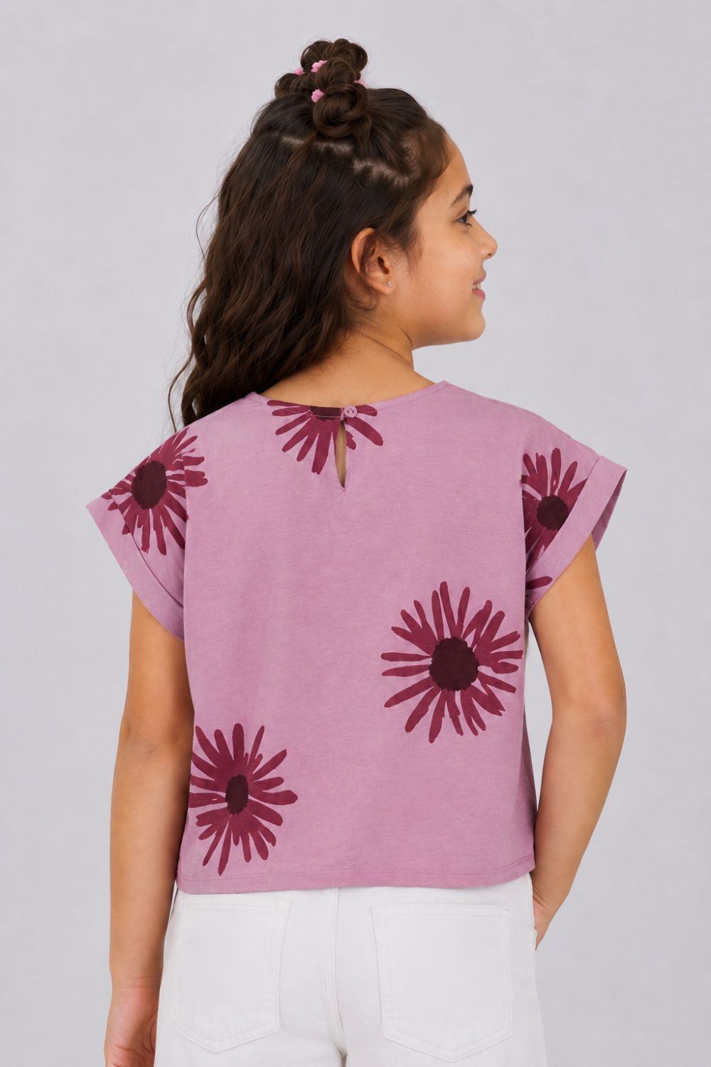 Girls Boxy Pink Floral Top