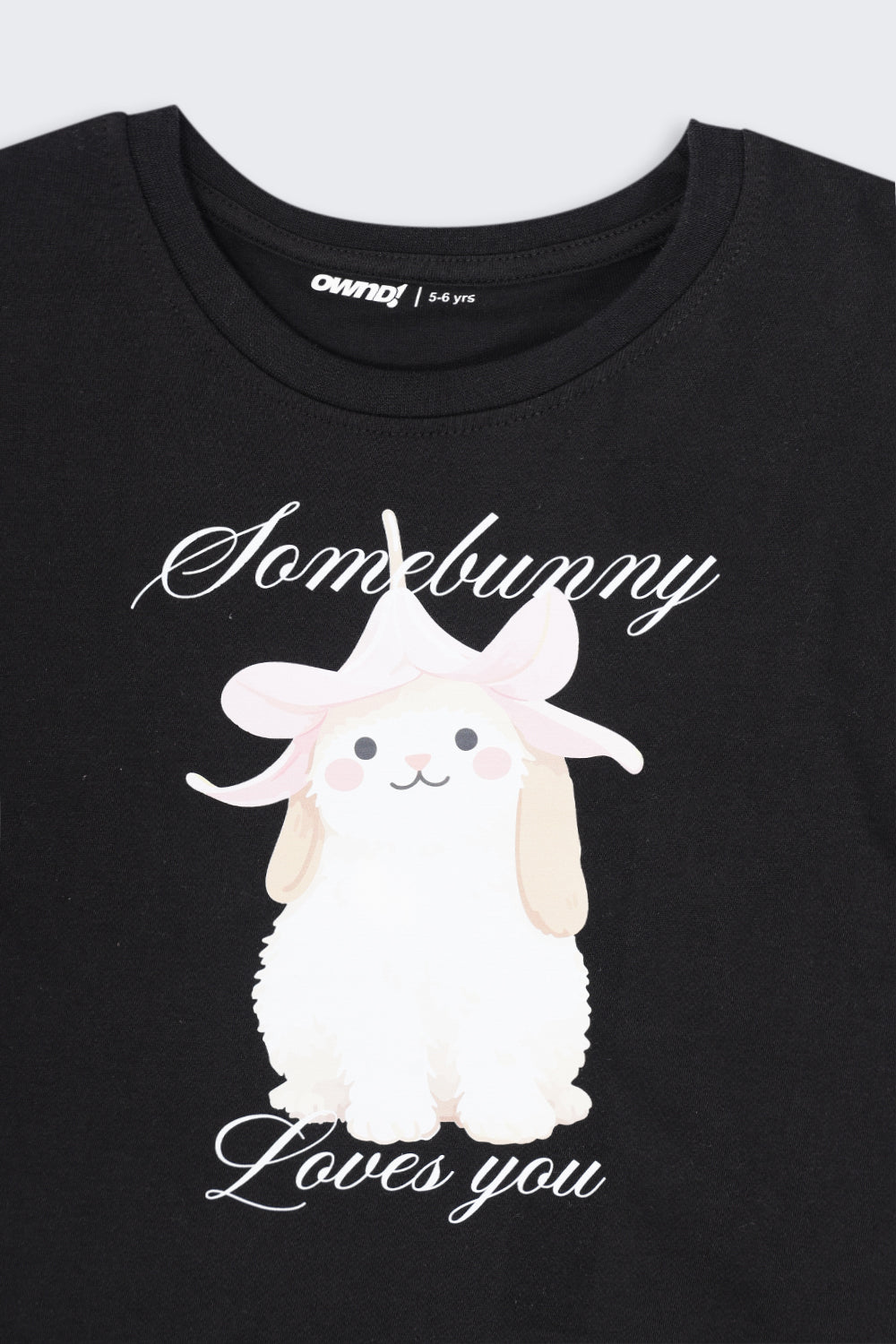 Girls Regular Fit Black Cartoon T-Shirt