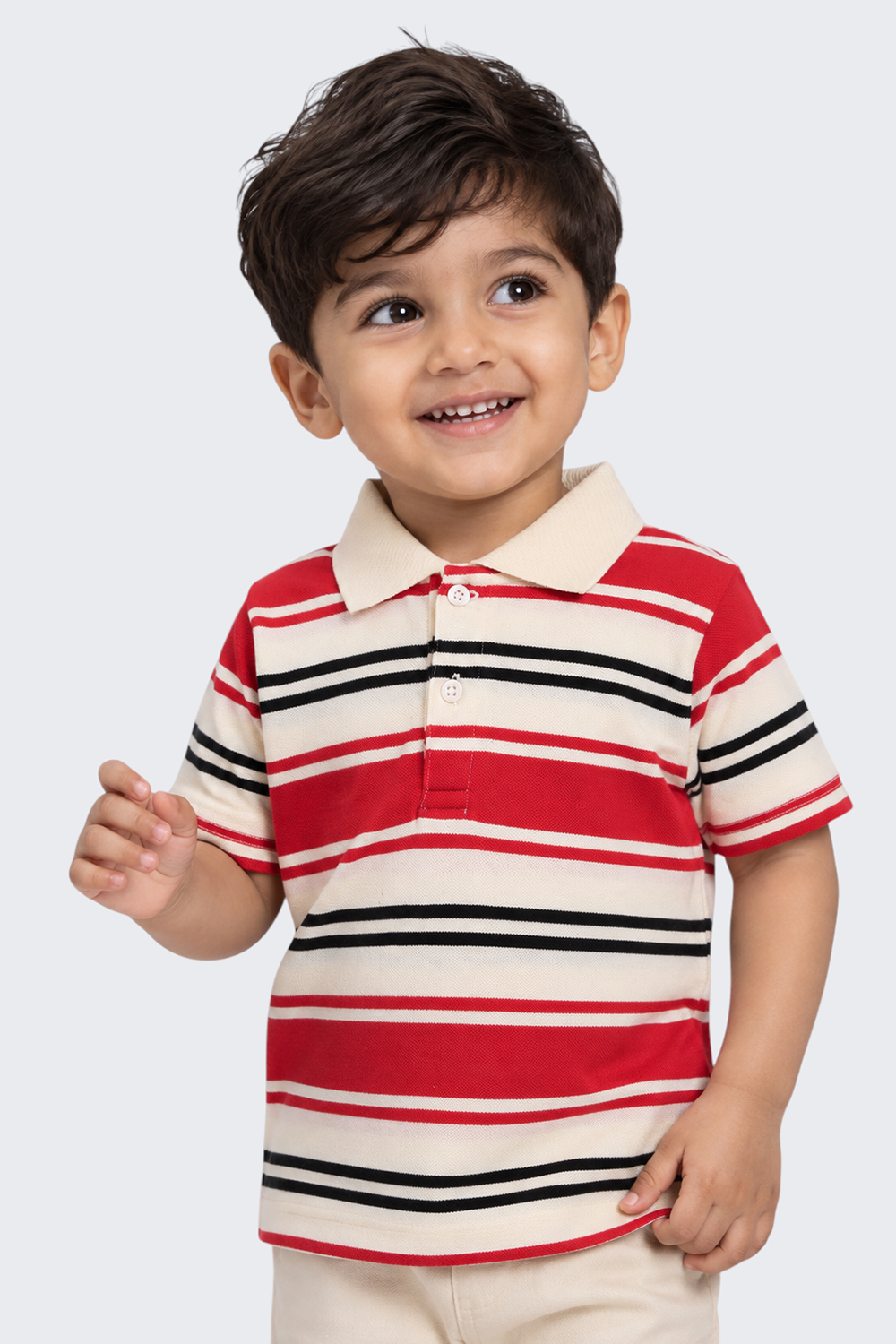 Boys Regular Fit Red Striped T-Shirt