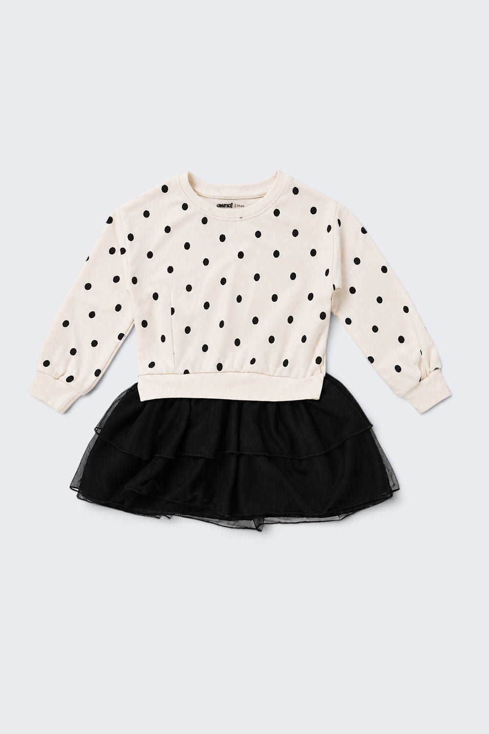Girls Black Polka Dot Flared Tulle Dress