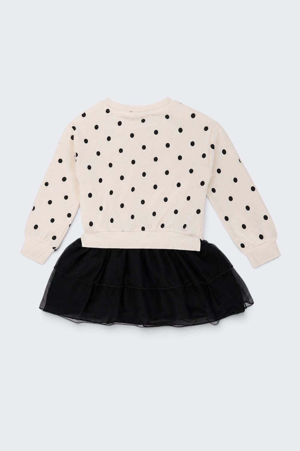 Girls Black Polka Dot Flared Tulle Dress