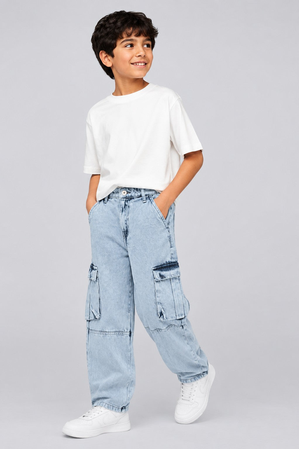 Tweens Boys Light Blue Cargo Jeans