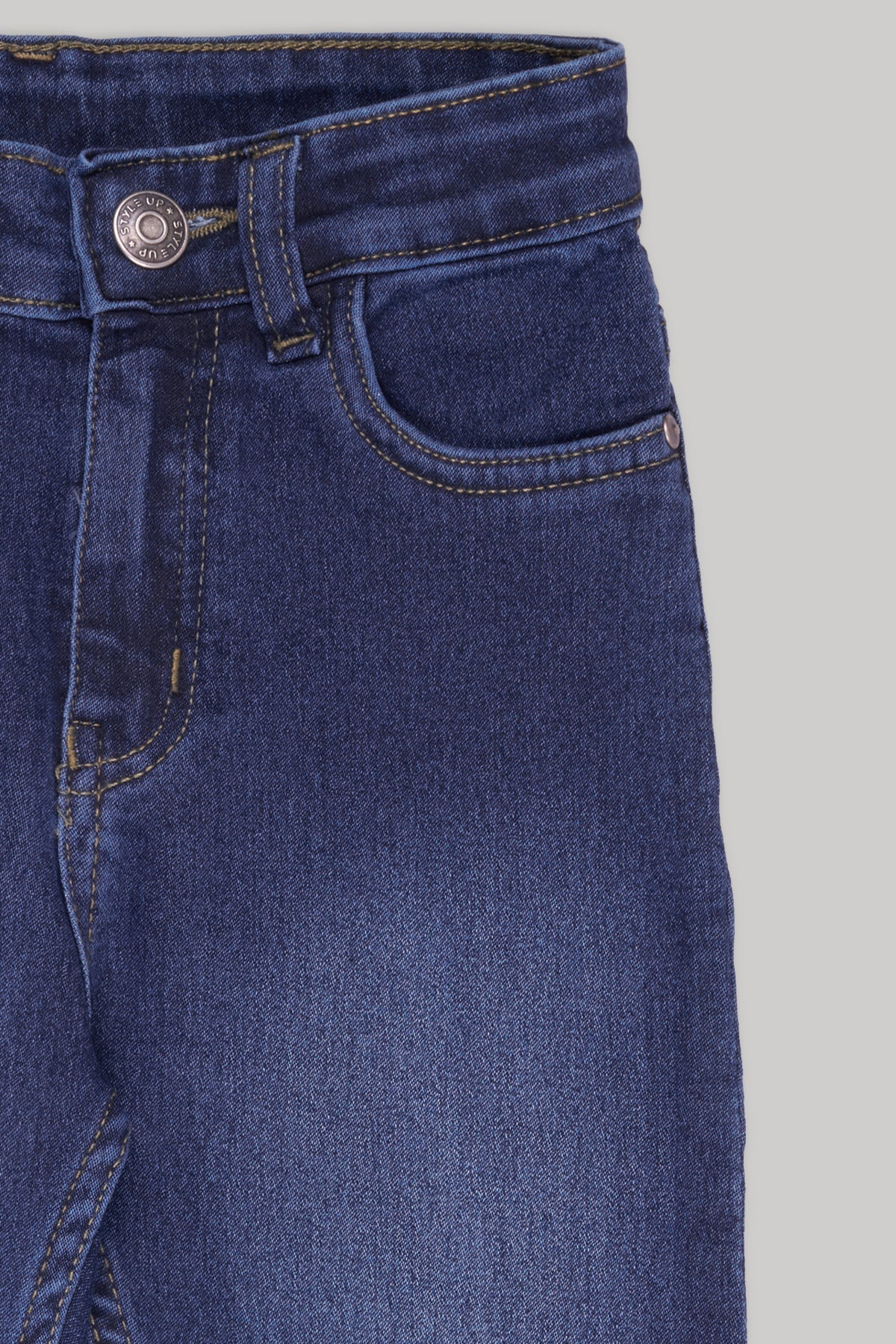 Medium Blue Solid Regular Fit Jeans For Boys