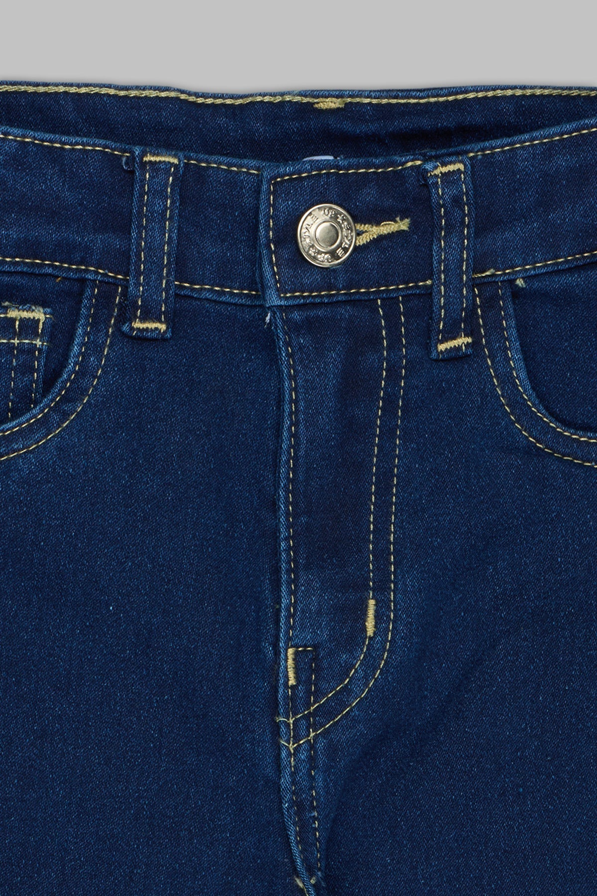 Navy Solid Regular Fit Jeans For Girls