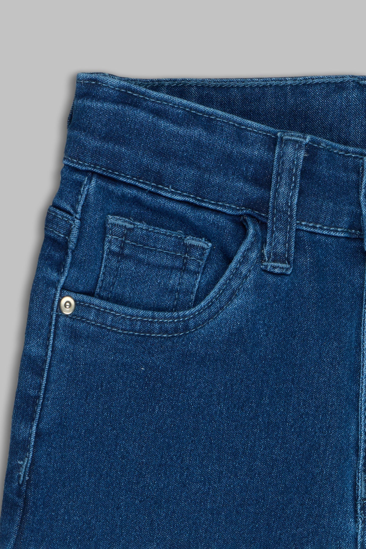 Navy Solid Regular Fit Jeans For Girls