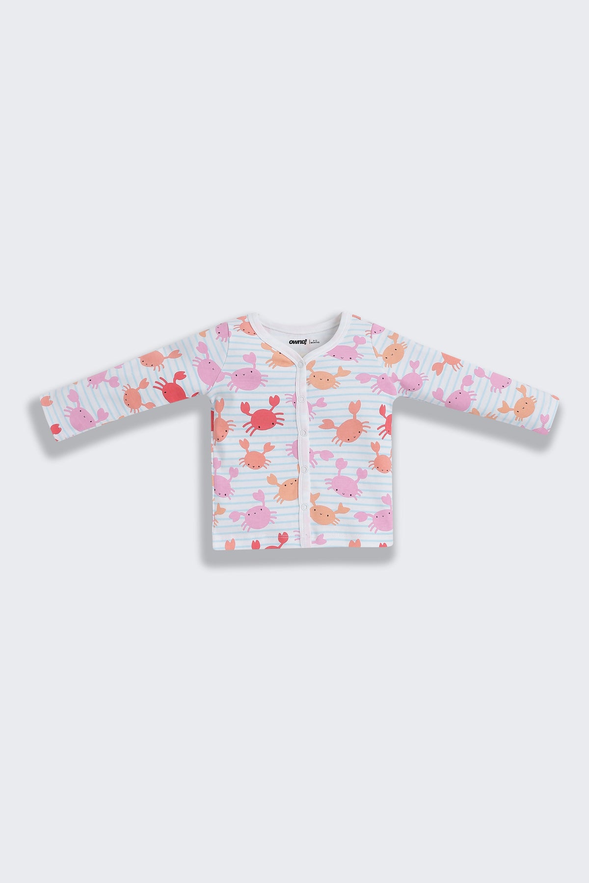 Multi-coloured Crabs Printed Regular Fit Co-ord Set For Infant Girls